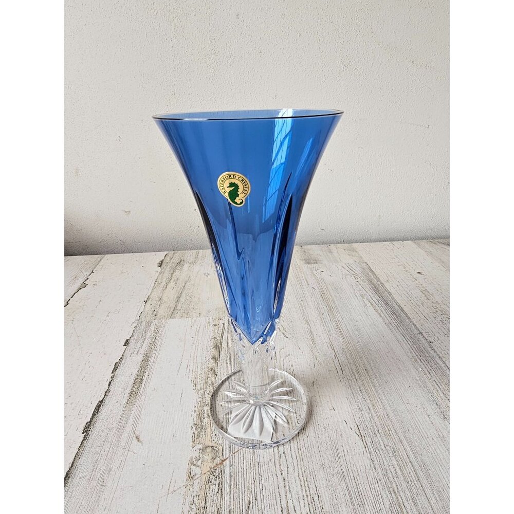 Waterford lismore Sapphire vase blue‎ 9-in crystal new